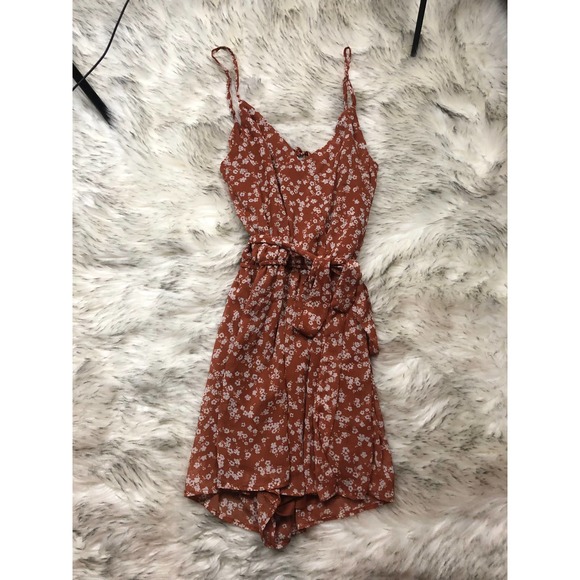 Daytrip Floral Print Sleeveless Orange & White Mini Dress Small - Picture 2 of 13